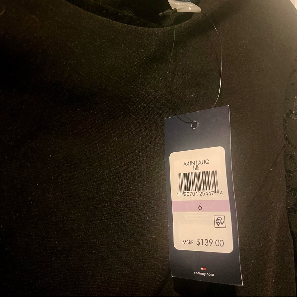 Tommy Hilfiger Black Dress with Lace Sleeves - Picture 9 of 9